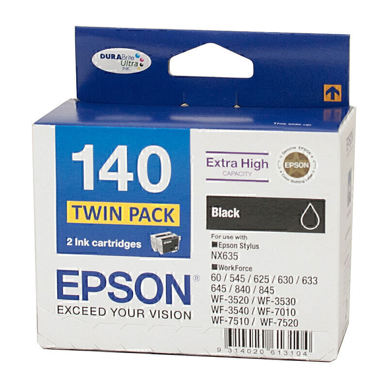 Ink Genuine Epson 140 T1401 Black Extra High Yield Ink Cartridge Twin Pack C13t140194 2bk 945 0127